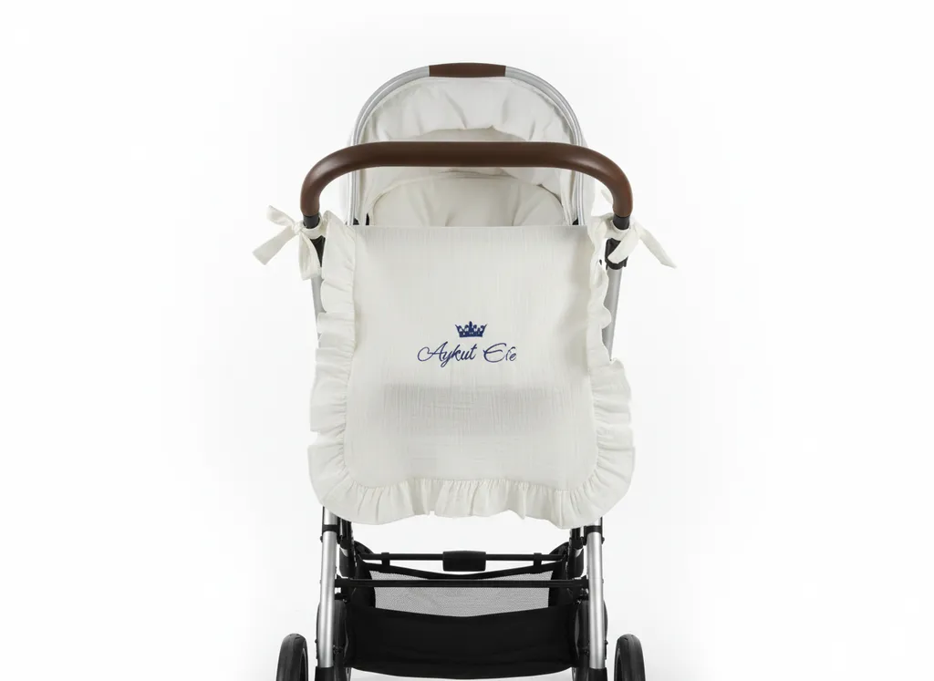 Müslin Puset Örtüsü - Nakışlı, İsimli, Fırfırlı  (80x110 cm)