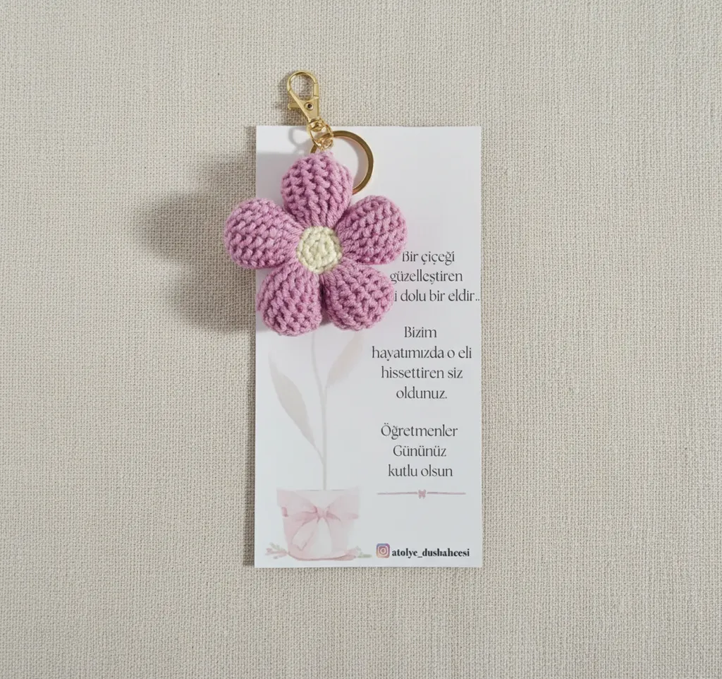 🌼 Öğretmenler Günü Özel – El Yapımı Çiçek Anahtarlıklar  10 adet🌼