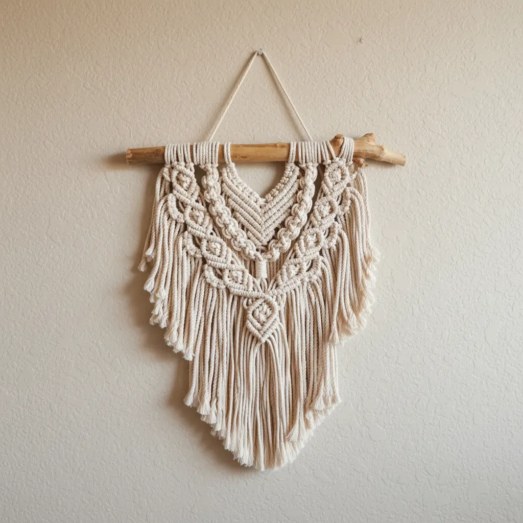 Macrame Wall Hanging - Cream Colored Bohemian Handmade Decor