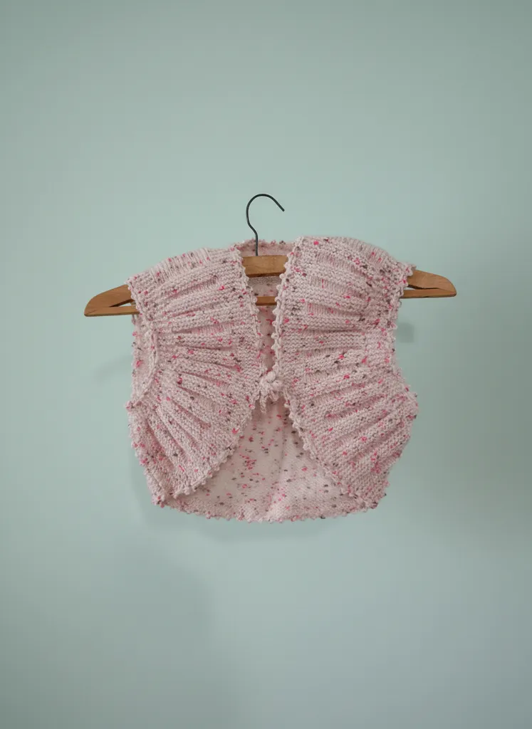 Pembe Renkli Örgü Bolero - 1-2 Yaş Bebek Çocuk Hırka