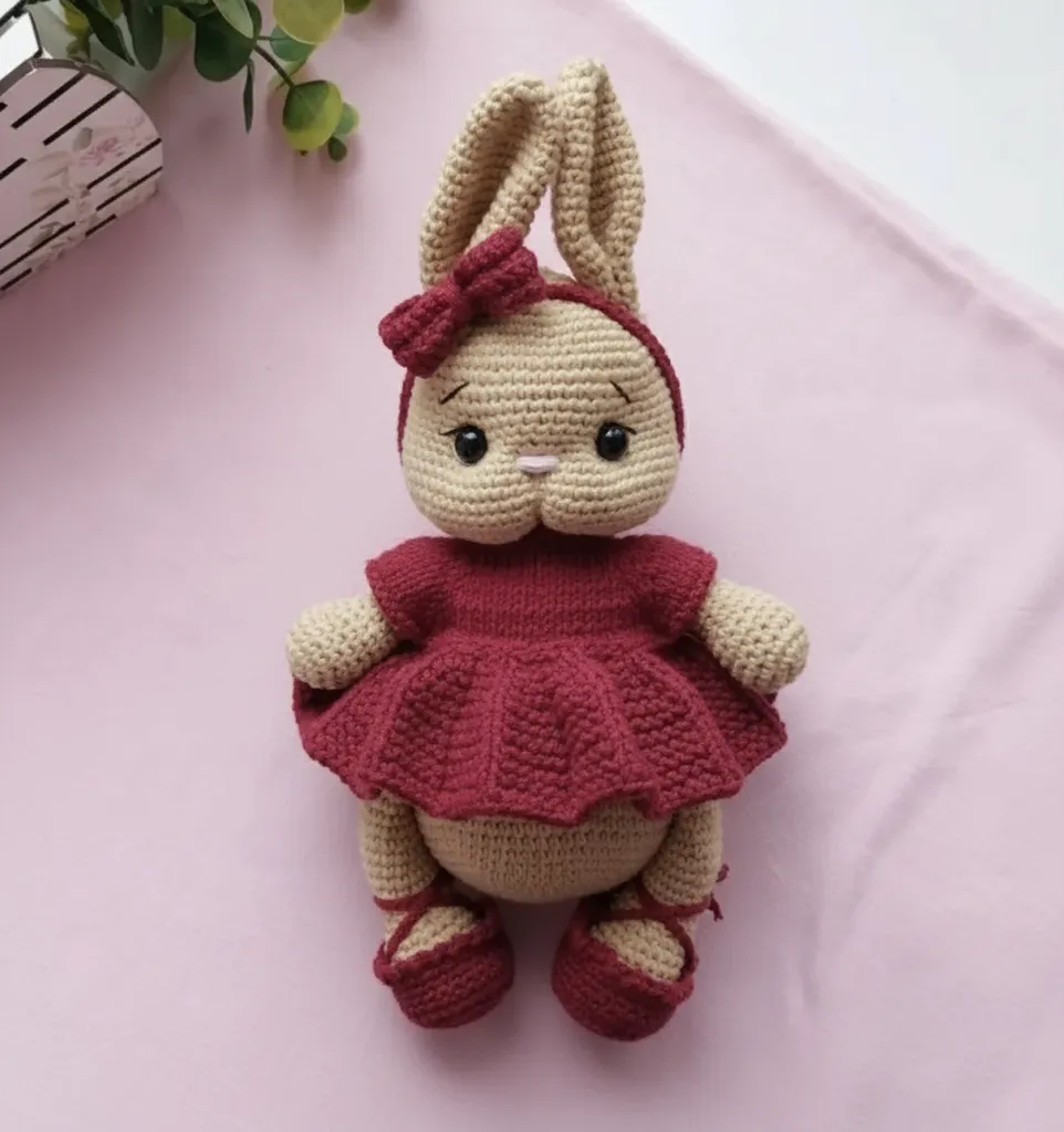 Örgü Kız Tavşan Amigurumi Bebek - El Yapımı Hediyelik Oyuncak