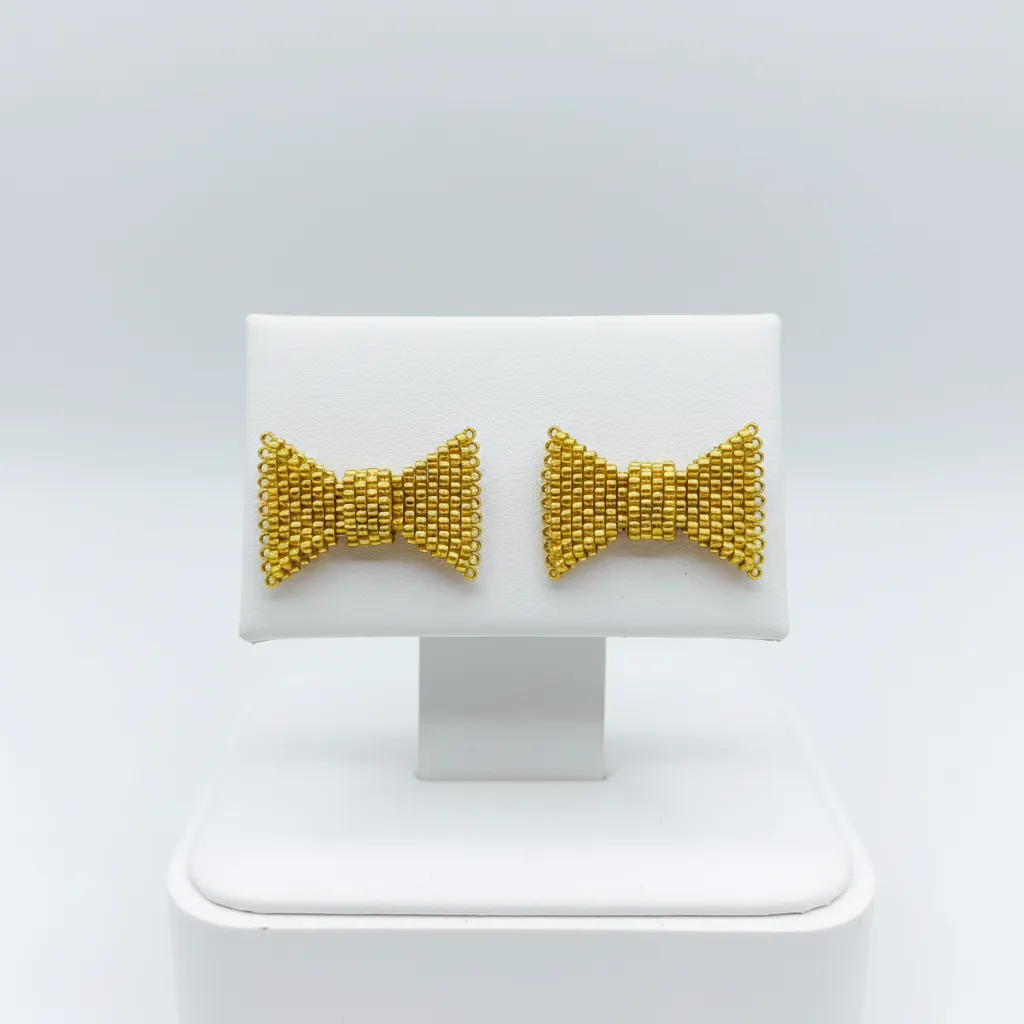 Altın Rengi Miyuki Boncuklu Kurdele Küpe - El Emeği Tasarım