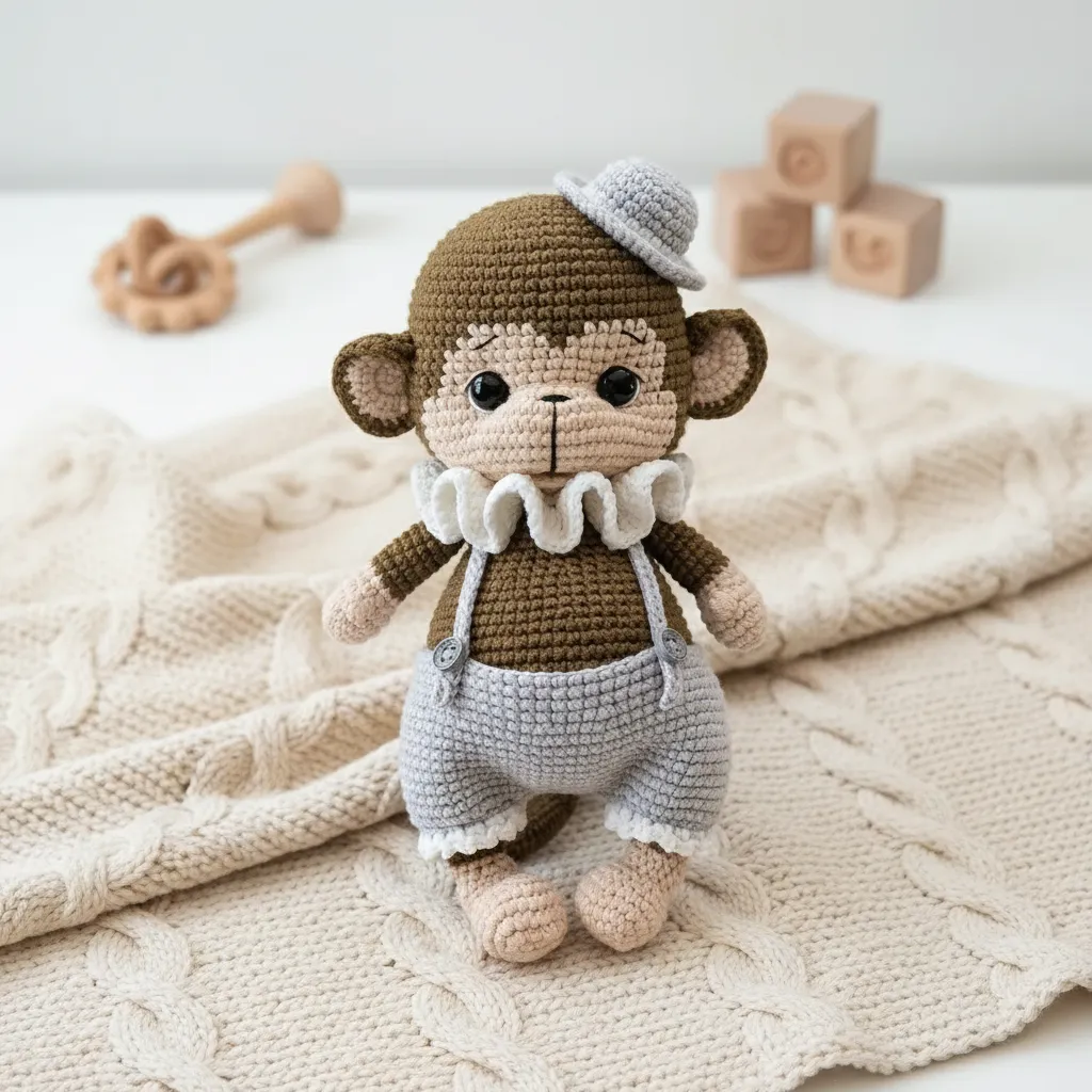 Sevimli Örgü Maymuncuk Amigurumi Oyuncak Bebek - El Yapımı Hediye