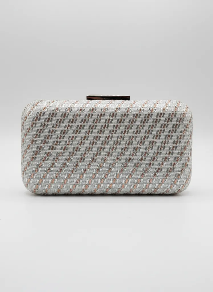 Gümüş ve Bakır Renkli Tel Kırma İşlemeli Özel Tasarım Çanta