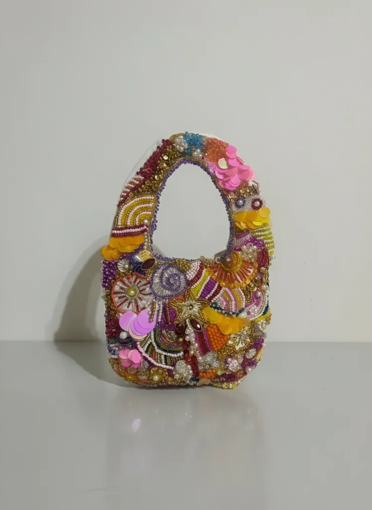 Beaded and Sequined Colorful Shoulder Bag - Custom Design