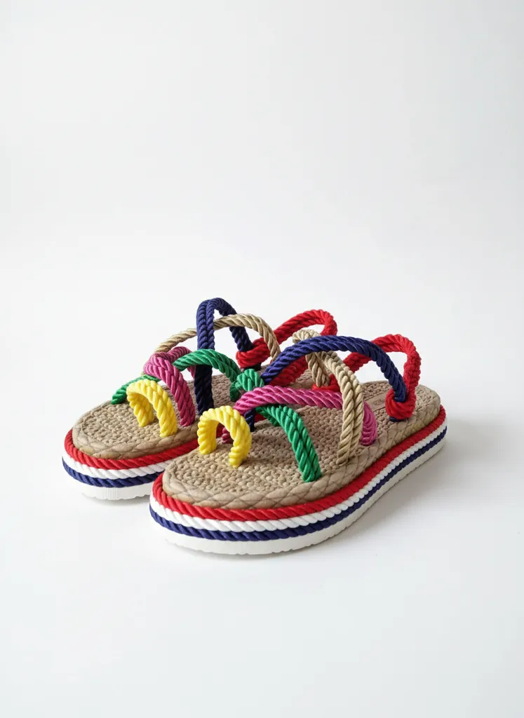 Colorful Rope Sandal Slides - Size 39 - Rope Design