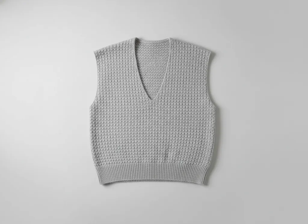 Gray Knitted Wool Vest - Handmade, Warm Model