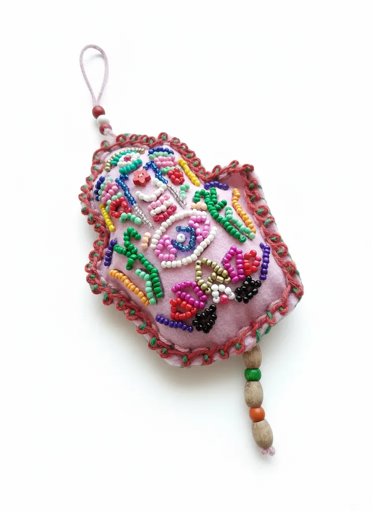 Keçe El Şeklinde Boncuklu Duvar Süsü - Bohem Tarzı El Emeği