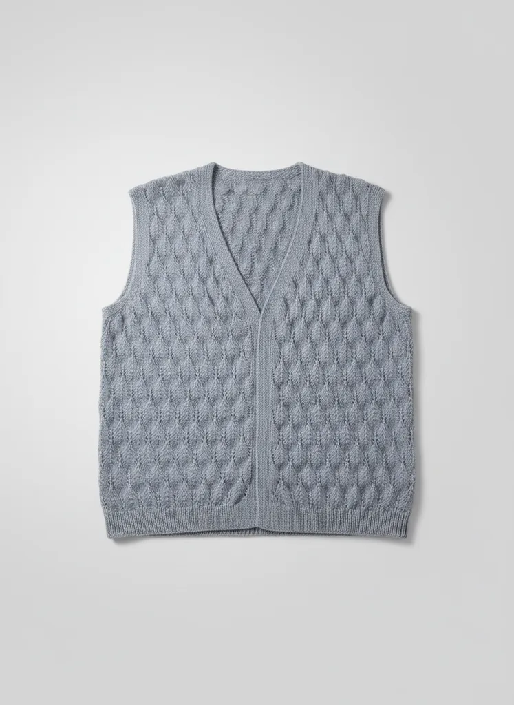 Açık Mavi V Yaka Desenli Örgü Yelek - Şık ve Rahat Tasarım