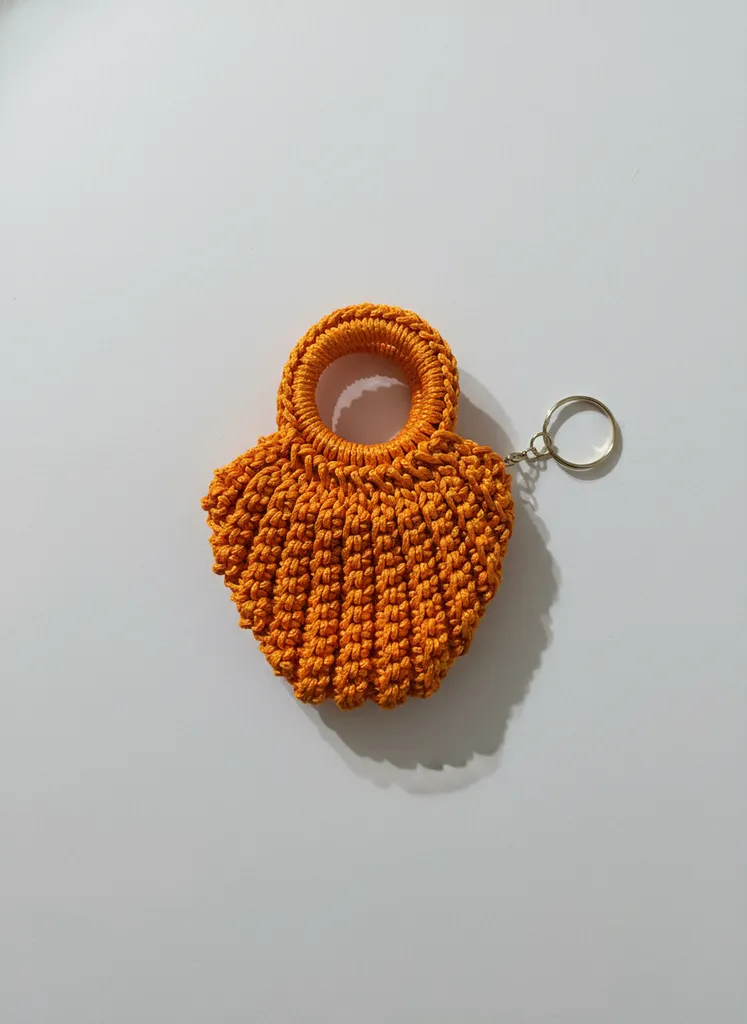 Orange Knitted Mini Bag Keychain and Earphone Bag Charm