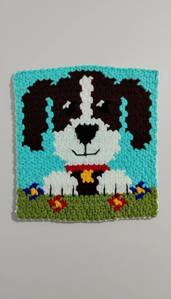 Cute Dog Pattern Knitted Bath Pouf - Handmade Design