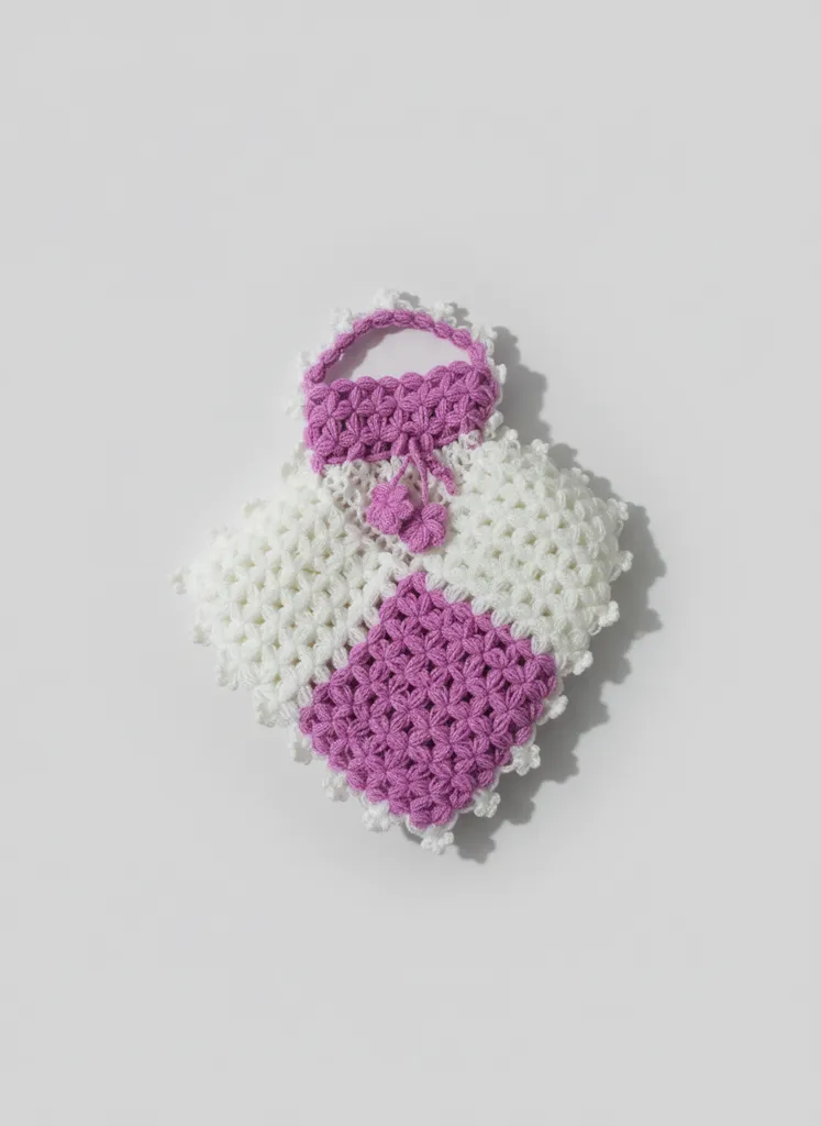 Mor ve Beyaz Renkli El Örgüsü Banyo Lifi - Çeyizlik Hediyelik