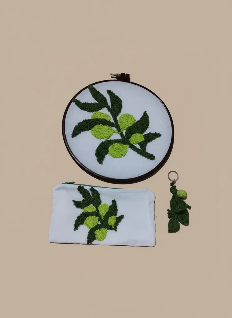 Zeytin Dalı Desenli Punch İşleme 3'lü Set - Duvar Panosu, Kalemlik, Anahtarlık