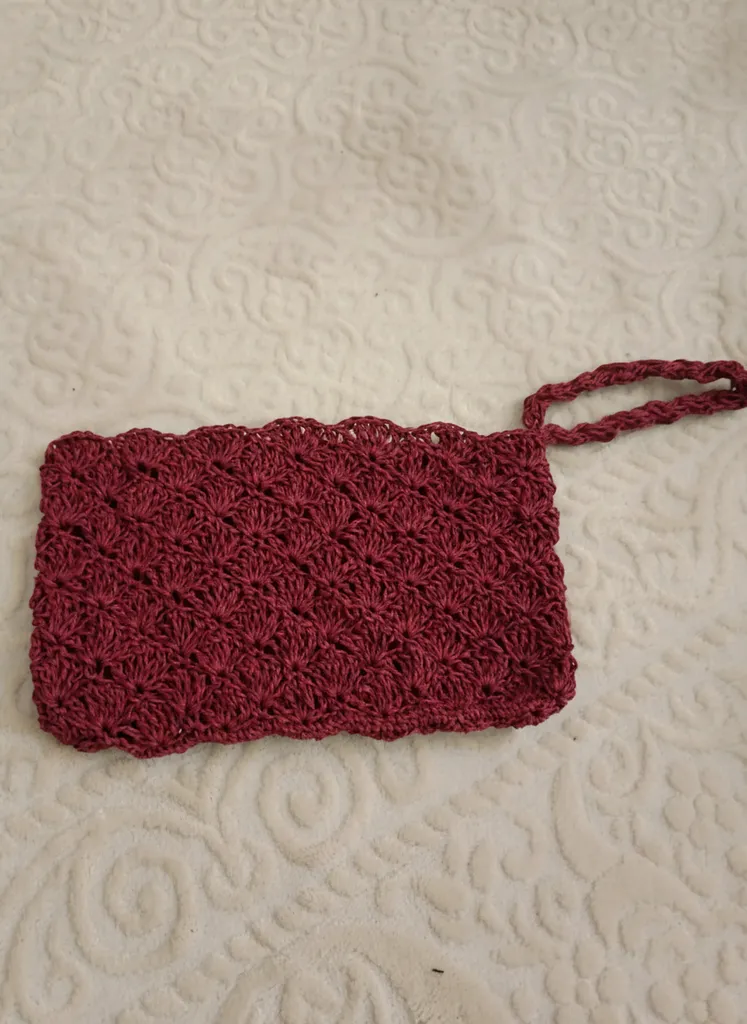 Bordo Kağıt İpten Örme Portföy Çanta - El Emeği Göz Nuru