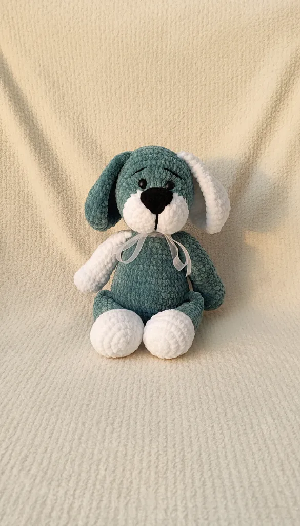 Mavi Amigurumi Oyuncak Köpek - Organik Pamuk İpliği ile El Yapımı