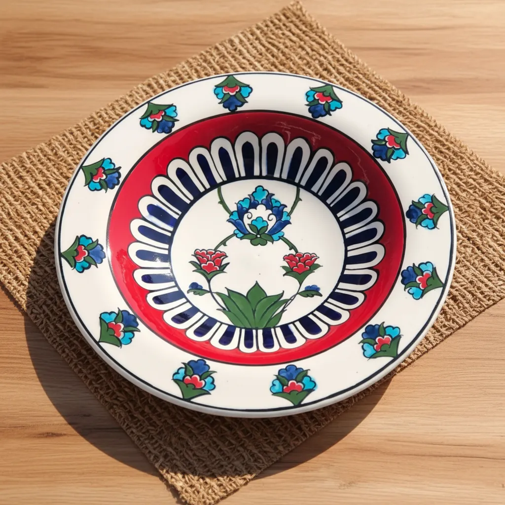 İznik Desenli Seramik Mantı Tabağı - 25 cm Çapında El İşçiliği