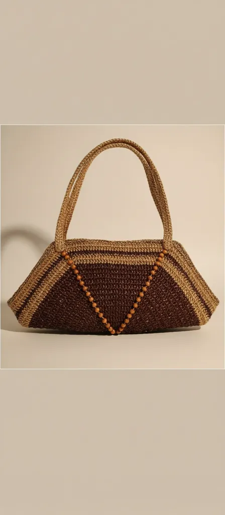 Metalik İpli Örgü Çanta - Astarlı, Boncuk Detaylı ve El İşi Tasarım