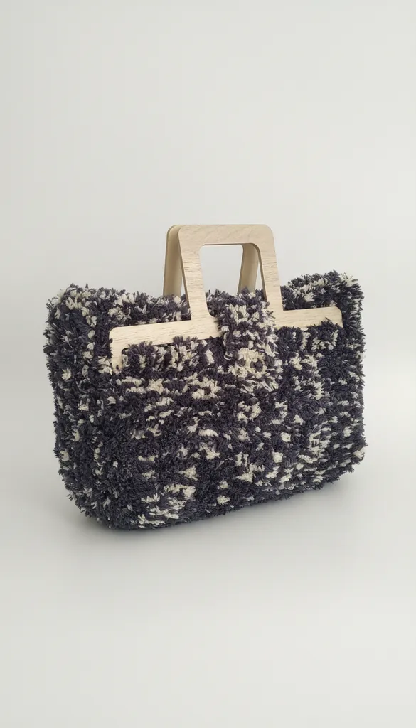 Büyük Boy Anakuzusu İp Detaylı Kanvas Çanta - Ahşap Saplı ve Astarlı