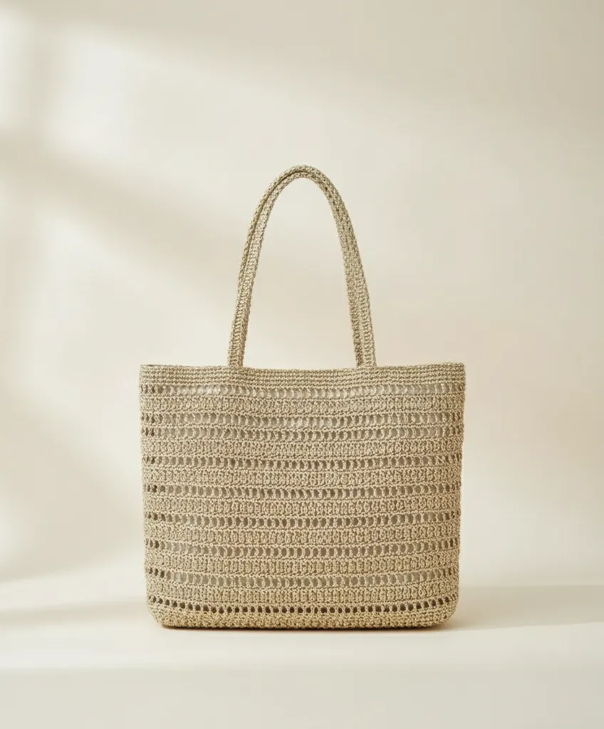 Metalik İp Yazlık File Çanta | El Yapımı Işıltılı Plaj ve Günlük Omuz Çant