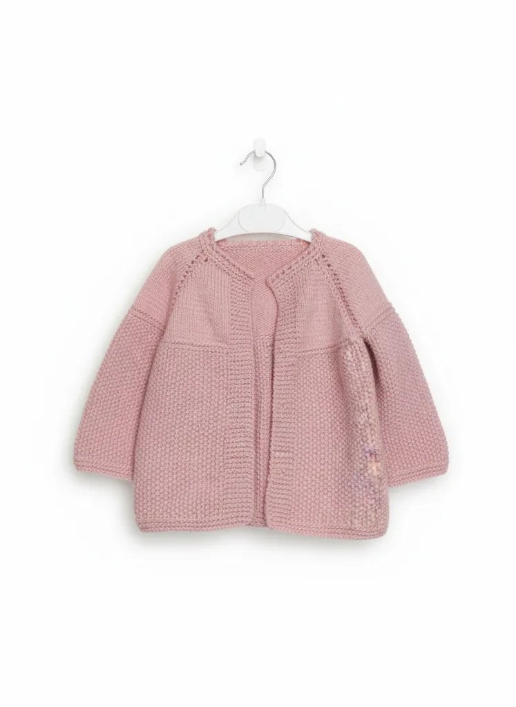 Pembe Bebek Hırkası - El Örgüsü, Yumuşak Dokulu, Triko Çocuk Giyim