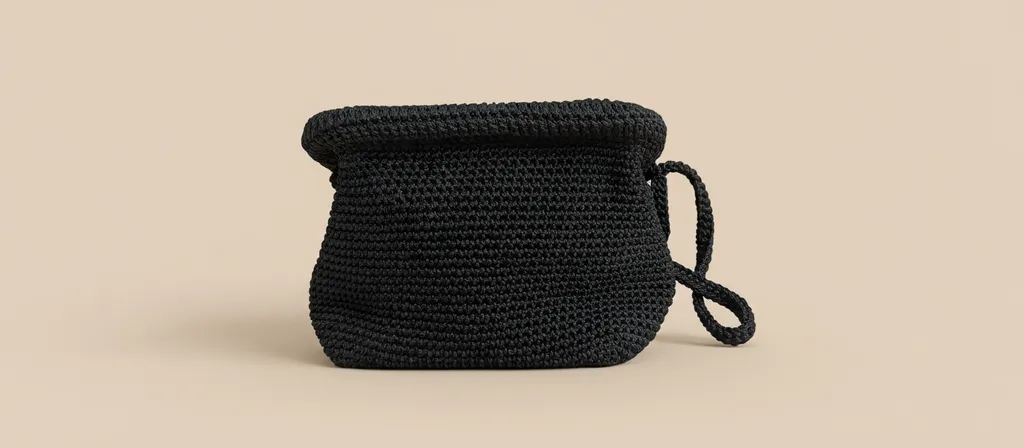 Siyah Örgü İpli Büzgülü Çanta - Günlük Kullanım ve Şık Tasarım