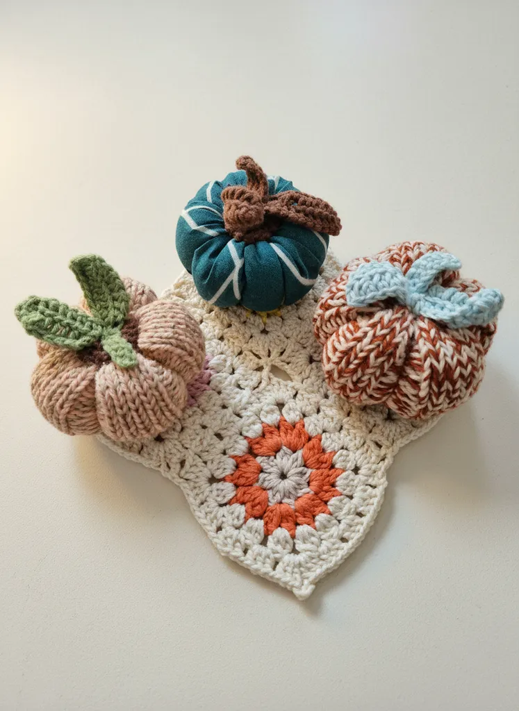 Örme Balkabağı Dekoratif Seti - Amigurumi Balkabağı ve Tabanlık