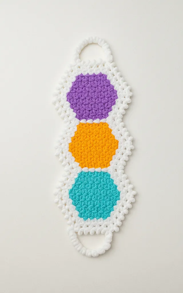 Renkli Petek Desenli Uzun Lif Banyo Kesesi - El Örgüsü