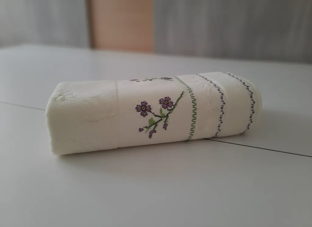 Krem Renkli Nakışlı Pamuklu Osmanlı Havlu - Yüksek Kaliteli Banyo ve El Havlusu