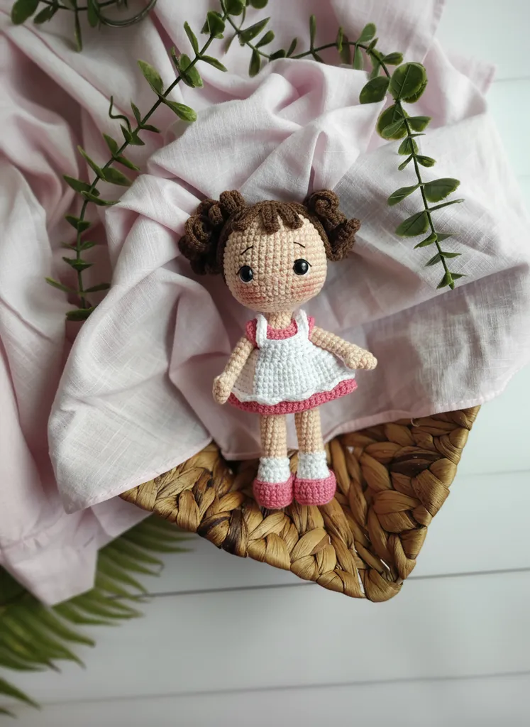 Örme Oyuncak Bebek - Fındık Kız Amigurumi Bebek - El Emeği