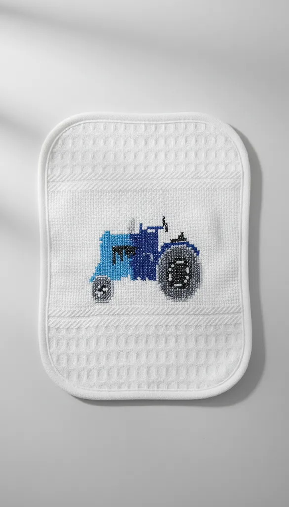 İsimli Mavi İşlemeli Pamuk Beslenme Örtüsü - 40x60 cm El Emeği