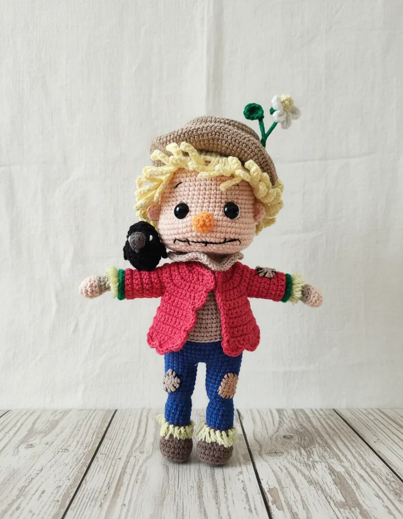 Örme Amigurumi Korkuluk Bebek - Pamuk İplikten El Emeği Oyuncak