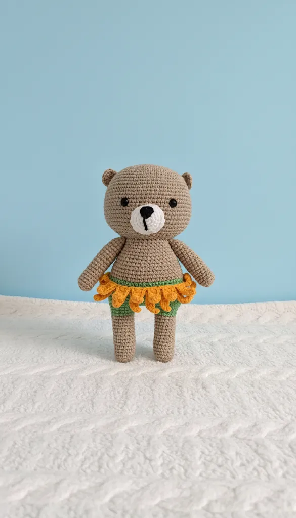 Ayçiçek Etekli Amigurumi Oyuncak Ayı - 15-20 cm Boyutlarında