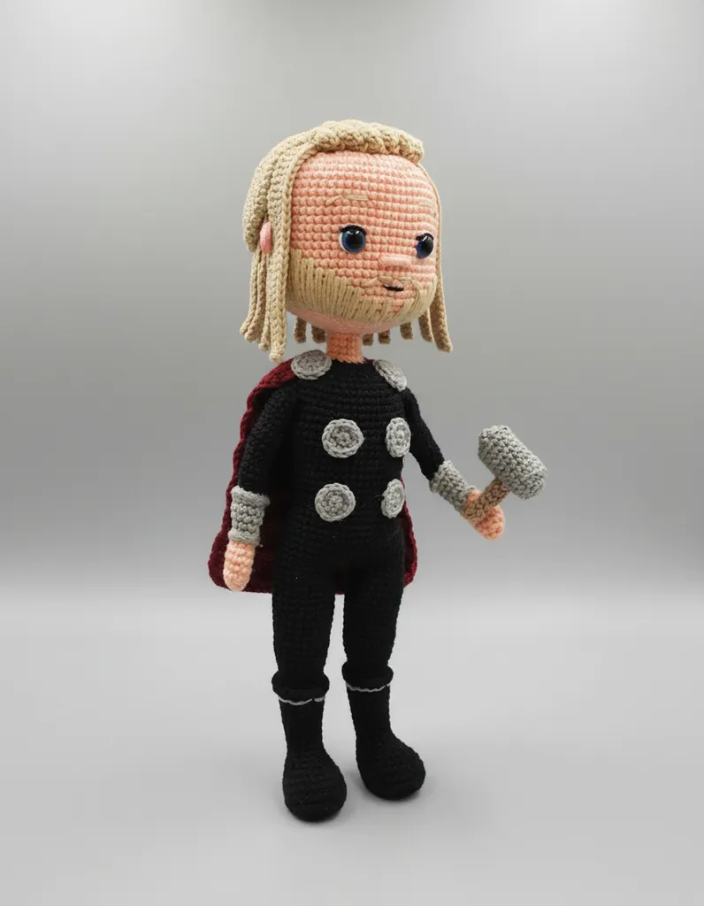 Örme Thor Amigurumi Figür Oyuncak - 30 cm Boyunda El Emeği