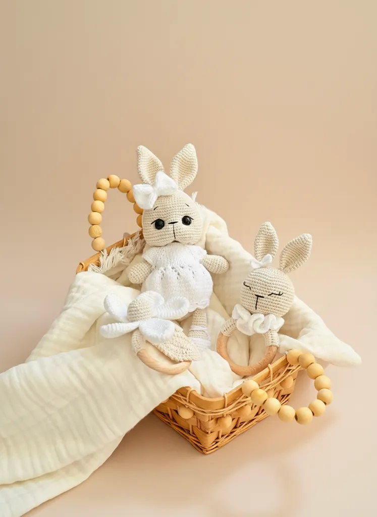 Amigurumi Tavşan Oyuncak Seti - Organik Pamuk İpliği El Yapımı