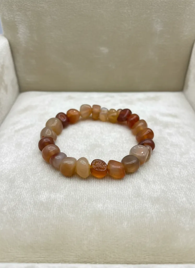 Kahverengi Tonlarında Akik Doğal Taş Bileklik - Şifa Enerjisi
