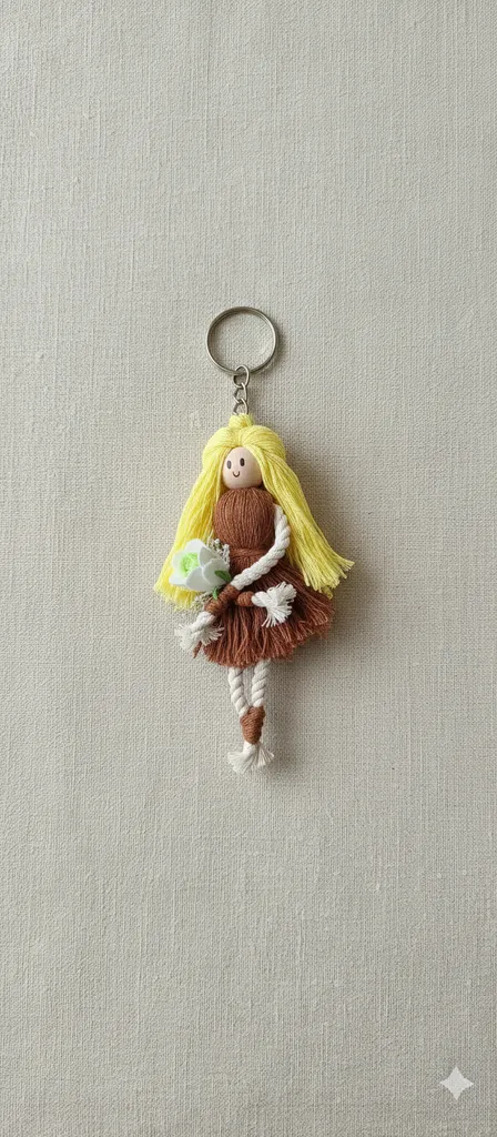 Makrome Bebek Figürlü Anahtarlık - El Emeği Çanta Aksesuarı