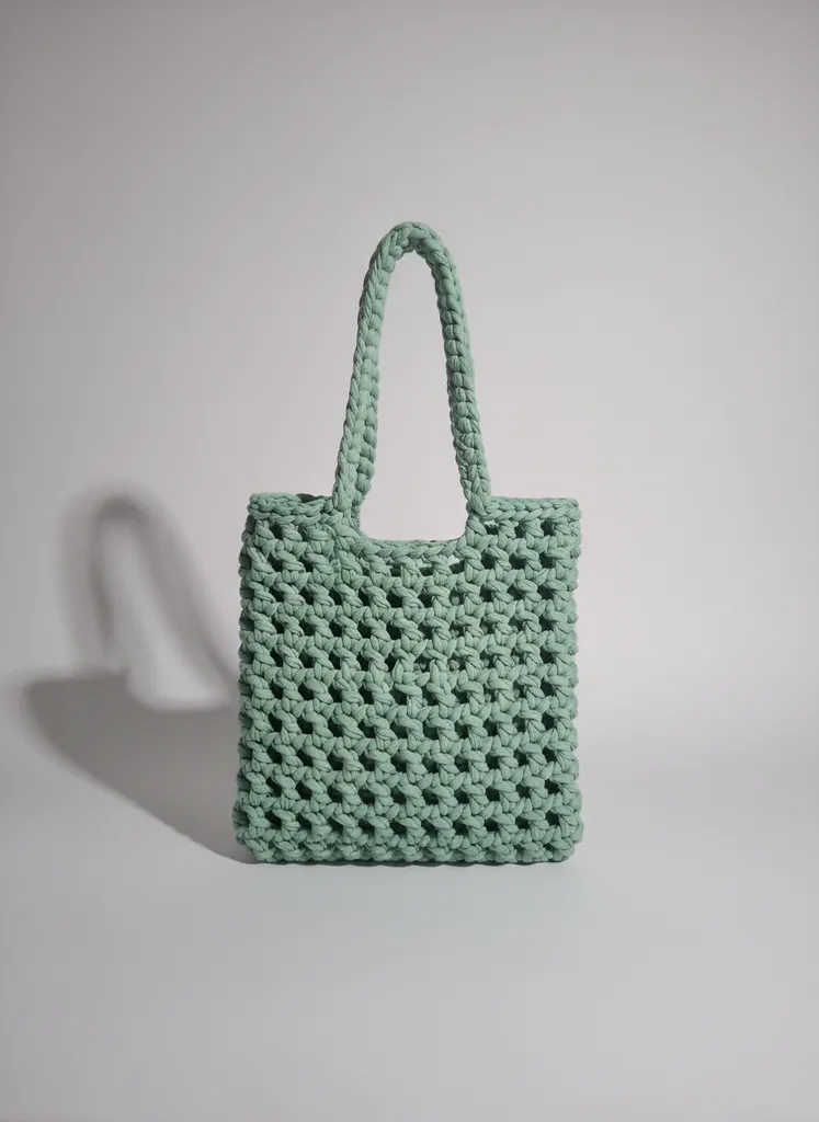 Mint Yeşili Örgü Omuz Çantası - El Emeği Göz Nuru