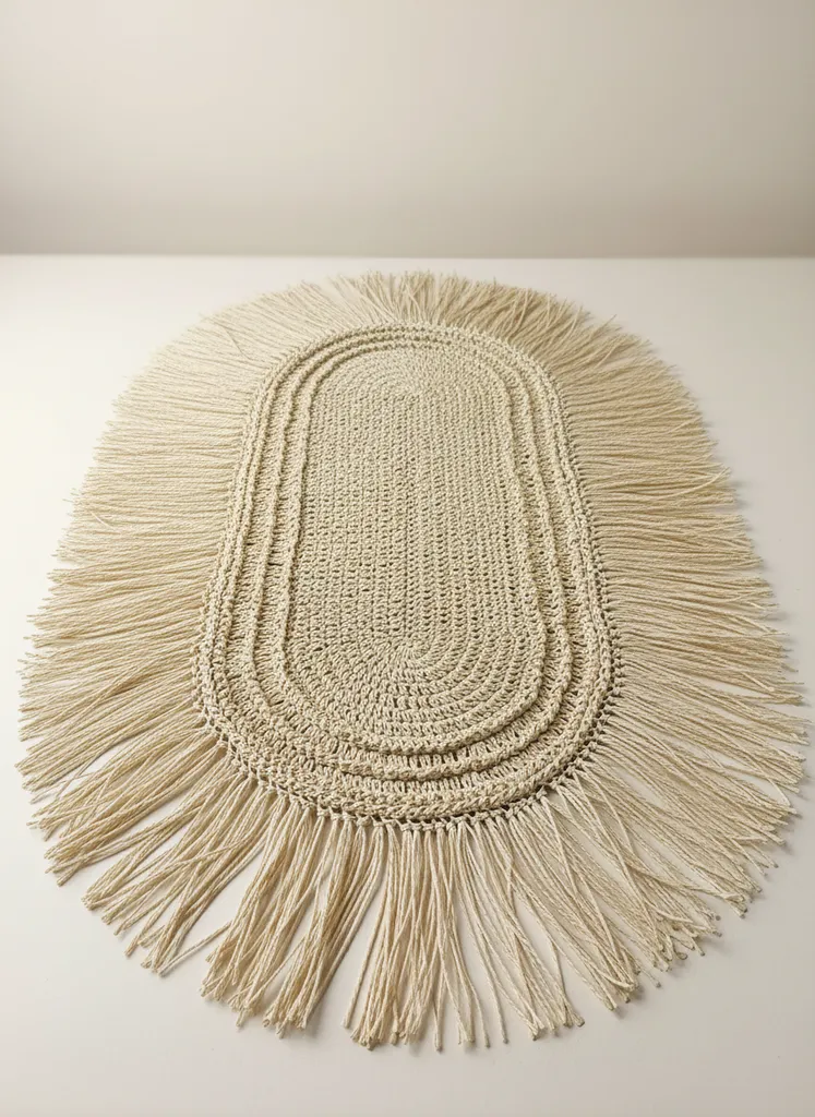 Kağıt İpinden El Emeği Örme Ranır - Dekoratif Masa Örtüsü