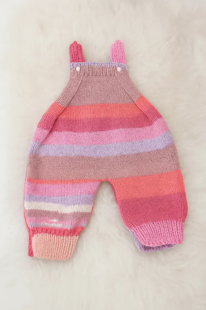 Örgü Bebek Tulum - Ebruli Renkli, 3-6 Ay - El Örgüsü