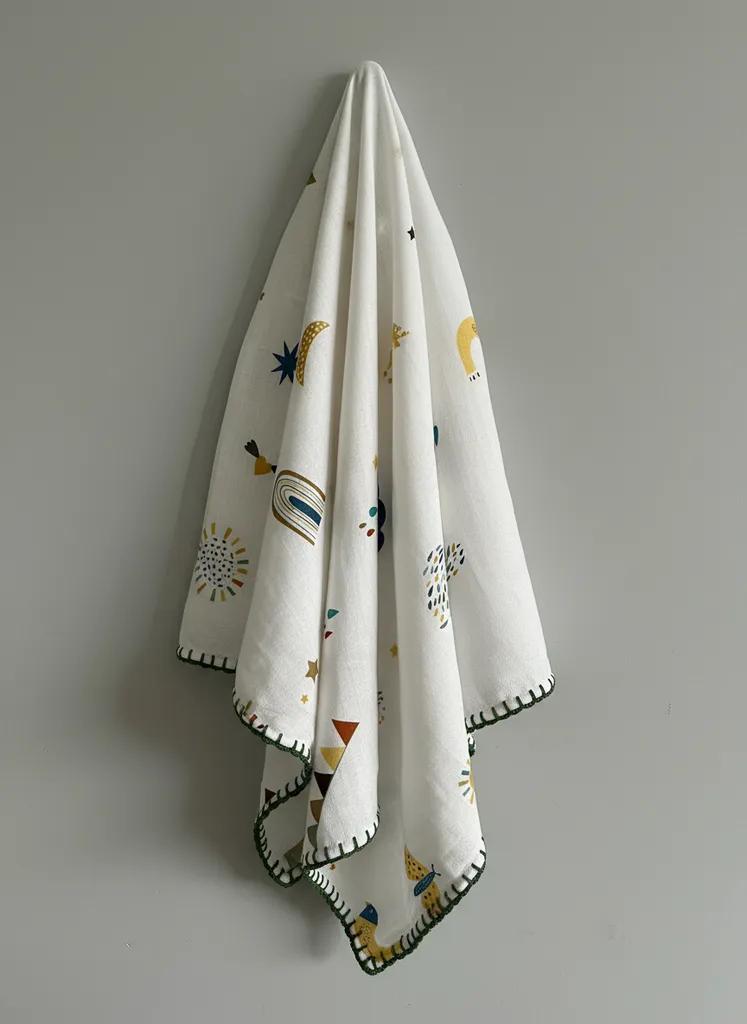 Desenli Müslin Bebek Örtüsü 2'li Set - 100% Pamuklu Yenidoğan