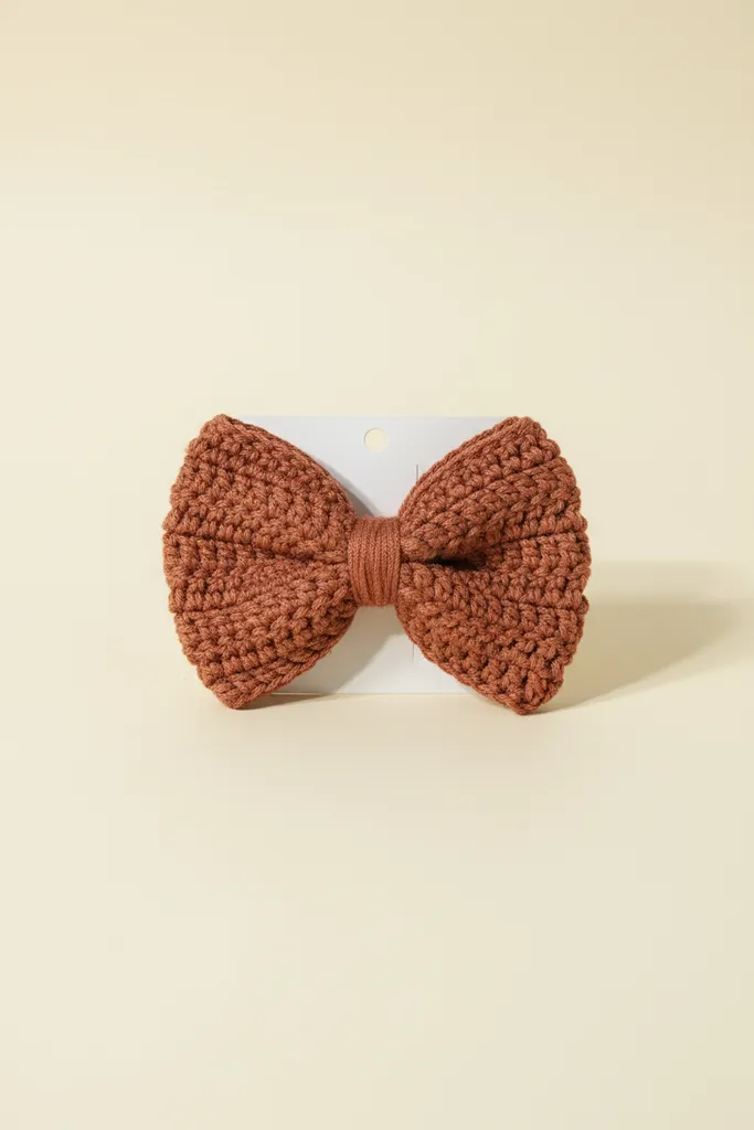 Knitted Bow Hair Clip - Handmade Hair Accessory with Different Color Options