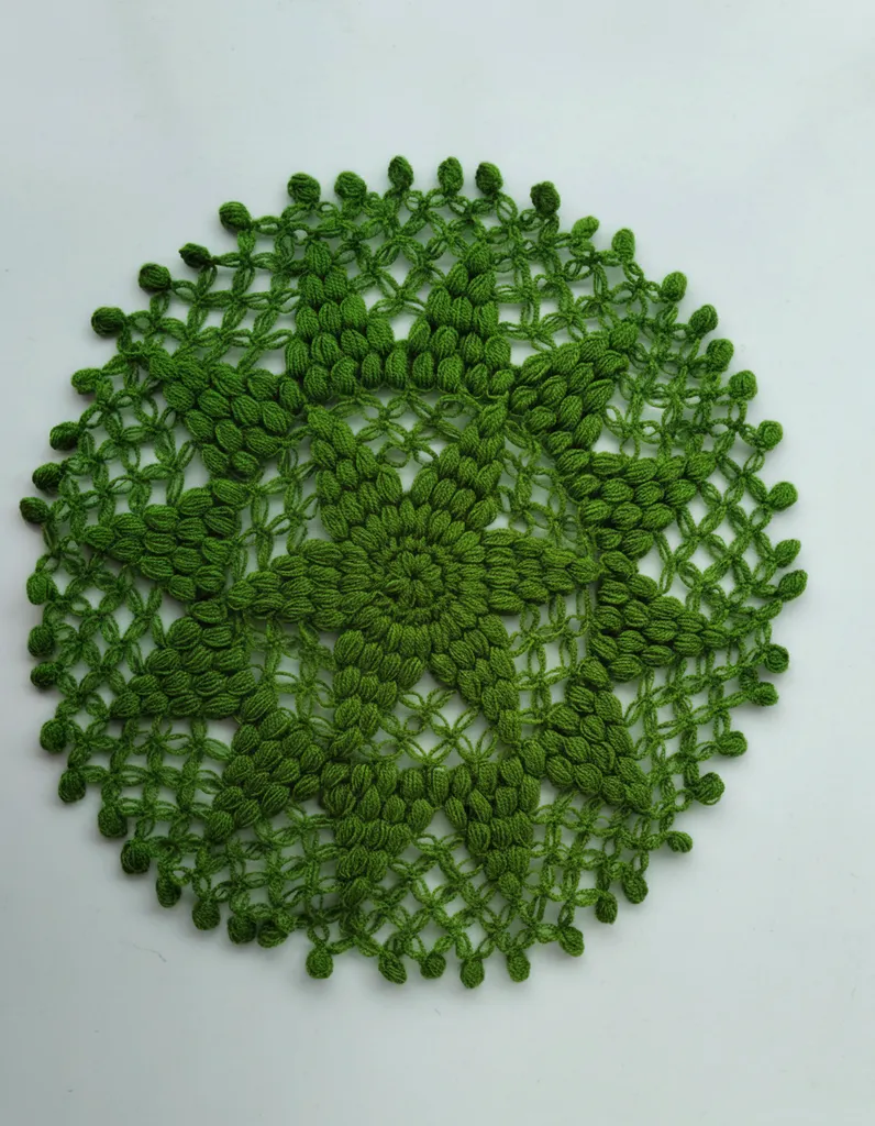 Yeşil Renkli Yuvarlak Örgü Banyo Lifi - Büyük Boy El Emeği