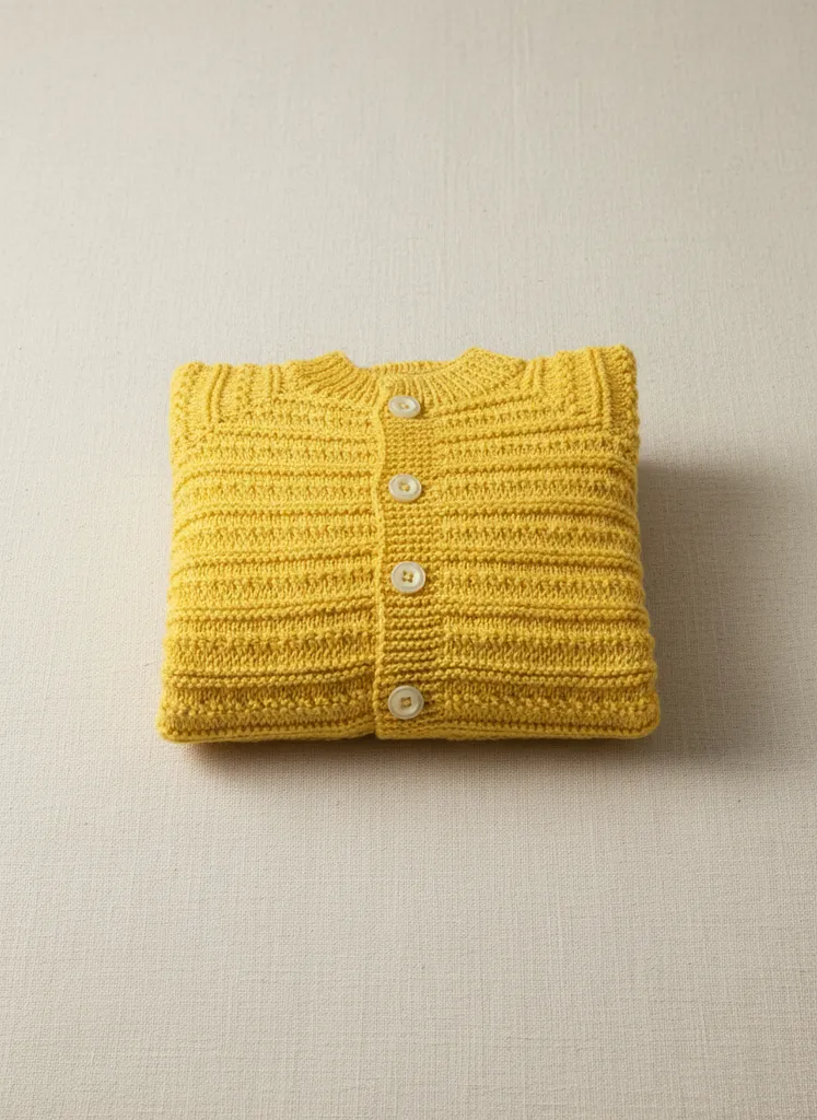 Sarı Renkli Örgü Çocuk Hırka - 2 Yaş - El Emeği Triko