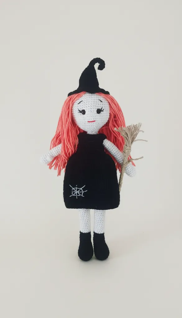 Amigurumi Witch Doll - Knitted Toy, Decorative Witch Figure