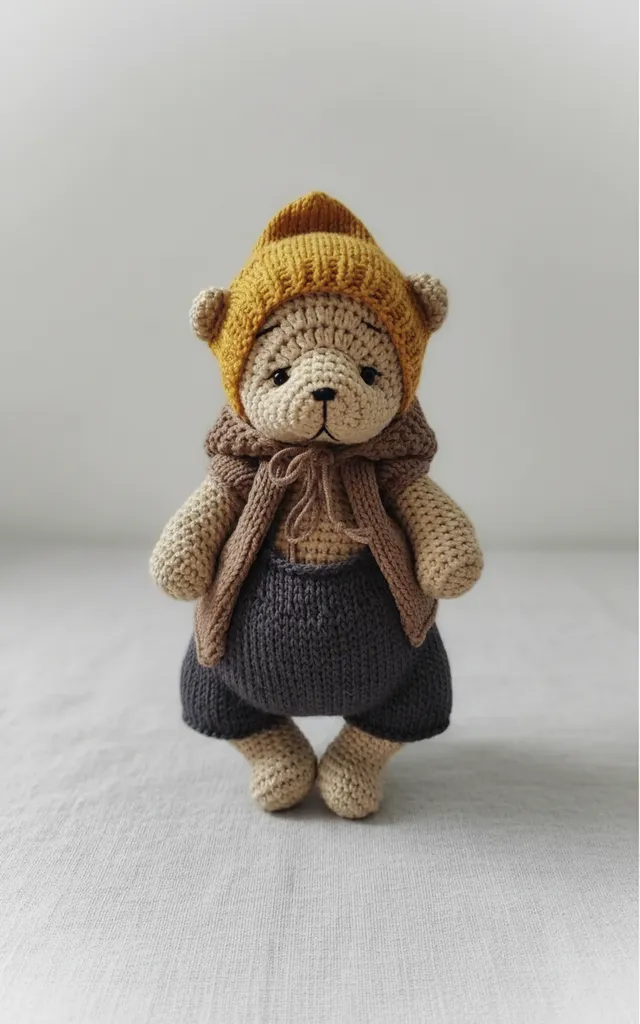 Amigurumi Knitted Teddy Bear Toy - Handmade Baby Gift