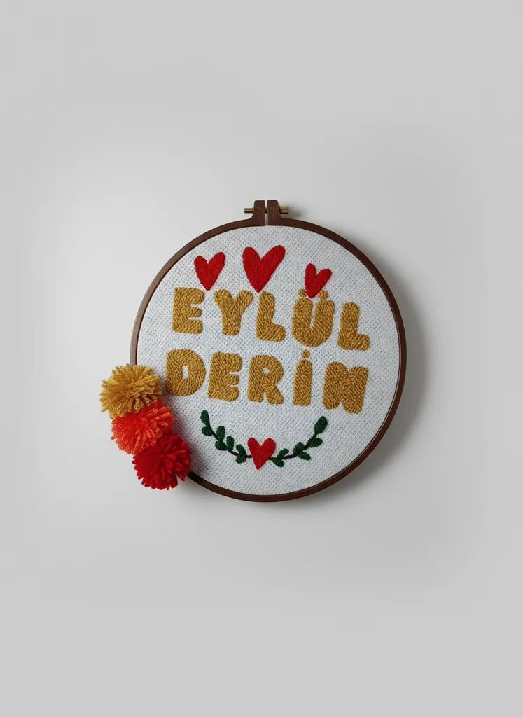 İsim Yazılı Punch Nakışı Kapı Süsü - Özel Tasarım Dekoratif Hediye