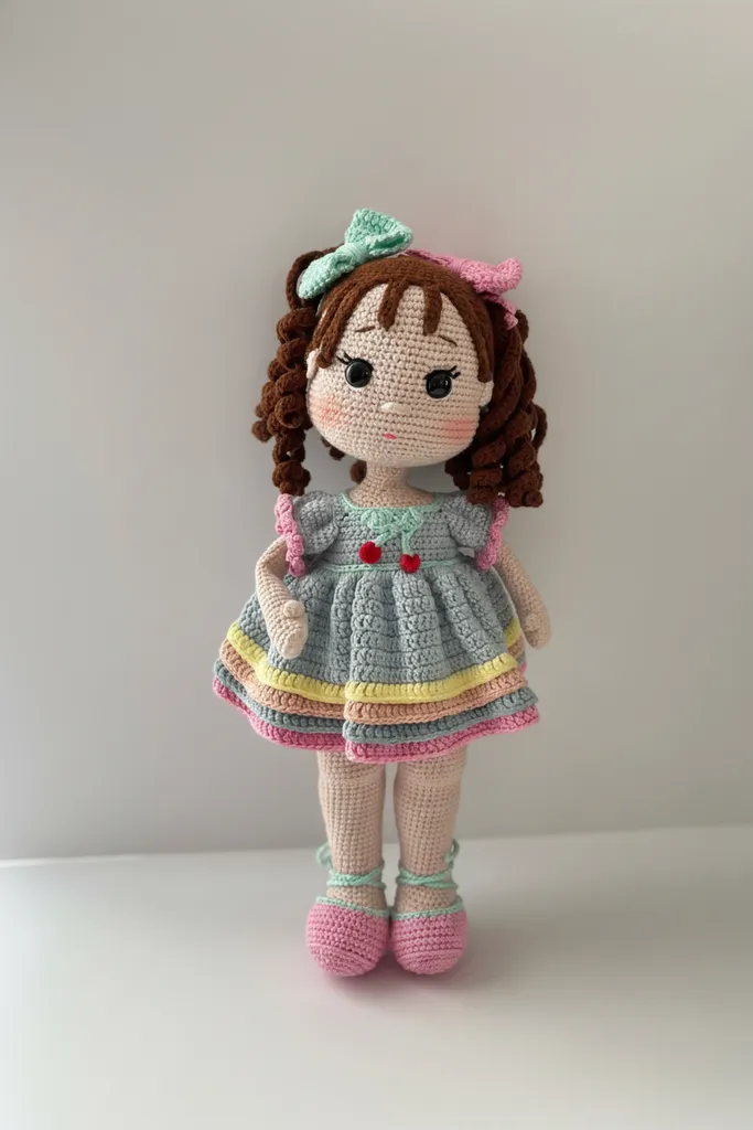 Örgü Oyuncak Bebek - 35 cm Pamuk İpten El Yapımı Elif Bebek