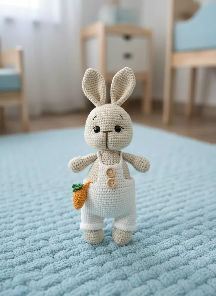 Amigurumi Örgü Tavşan Oyuncak - Havuçlu Sevimli Bebek Tavşan