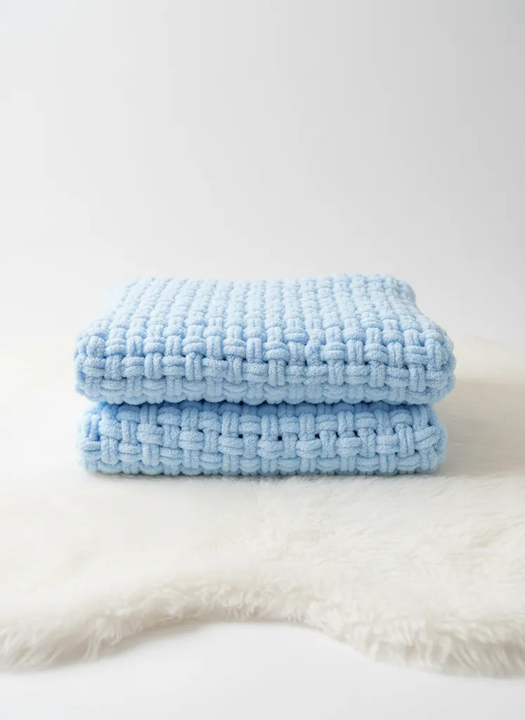 Mavi Alize Puffy Bebek Battaniye - Yumuşak El Örgüsü Battaniye