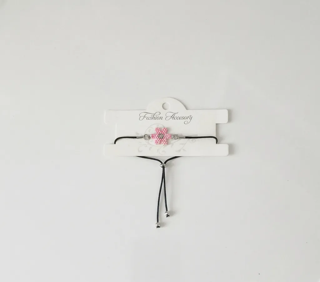 Pembe Çiçek Desenli Miyuki Boncuk Bileklik - Ayarlanabilir Boyut